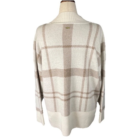 Barbour Womens Deanna Knitted Jumper Sweater Winter White Tartan Size 12 Wool - Picture 3 of 7